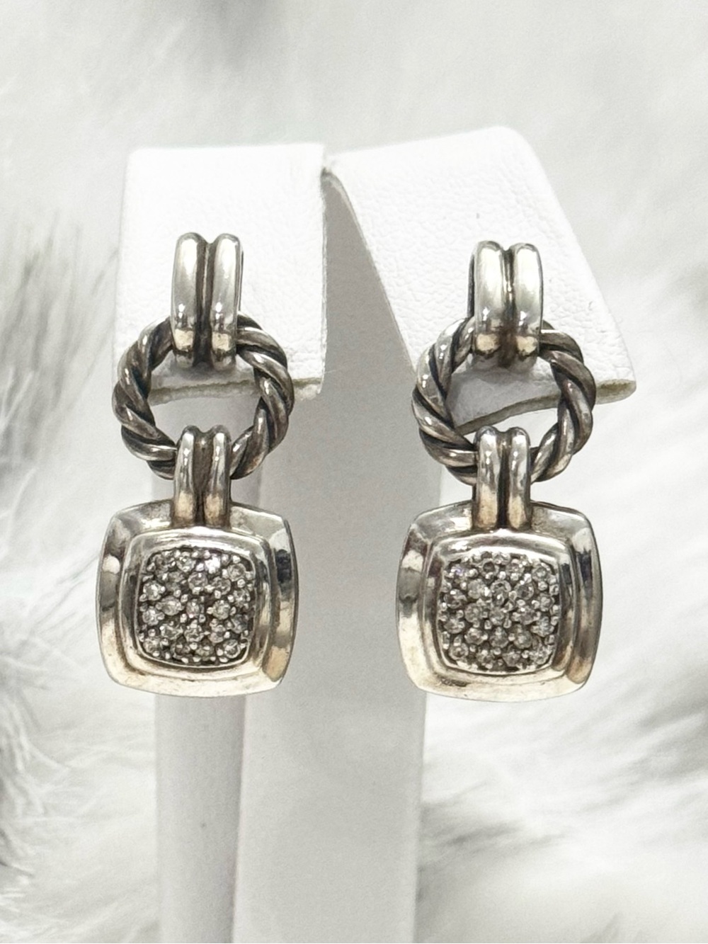 DAVID YURMAN .925 18K Diamond Albion Drop Earrings